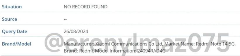 小米Redmi Note14 5G手機蹤跡曝光，型號暗示9月發布